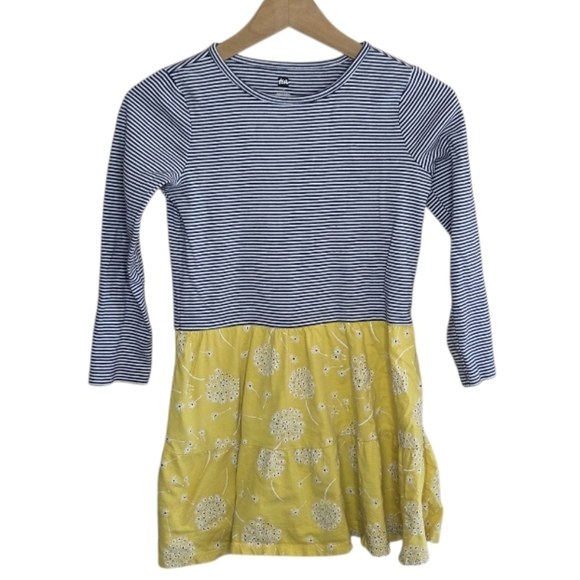 Tea Collection | Tossed Dandelions Mixed Print Dress Striped Upper Floral Skirt - Picture 6 of 6